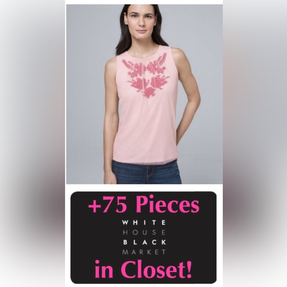 WHBM Pink Floral Overlay Top